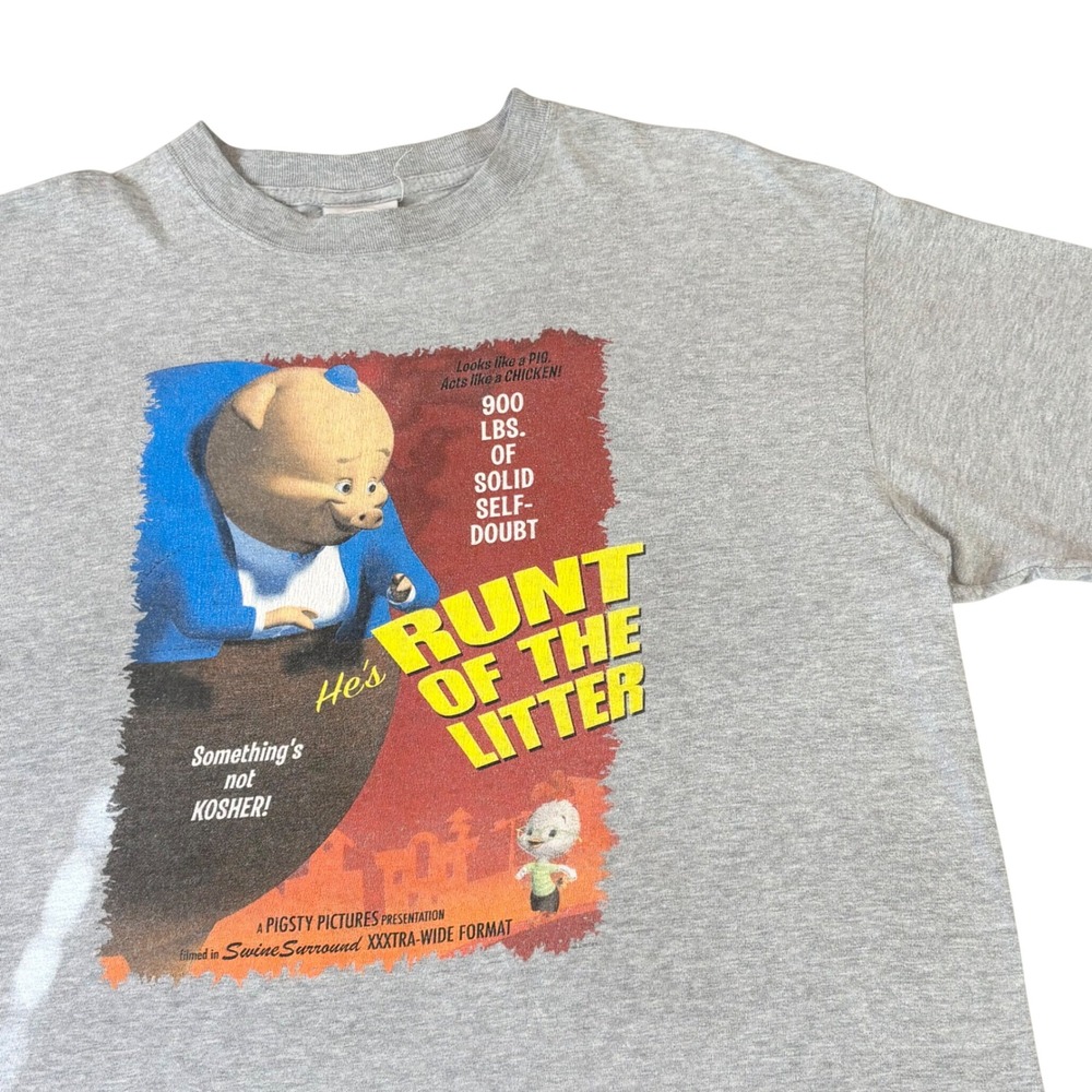 Vintage Disney Chicken Little Runt of the Litter promo T-Shirt Mens Large Gray